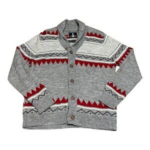 i Jeans by Buffalo Mens Sweater Wool Blend 5 Button Up Fair Isle Size XL Gray